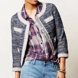 NWT Anthropologie ISANI Massey Beaded Tweed Cropped Jacket M